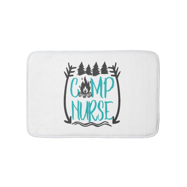 Funny Summer Camp Nurse Nursing Gift Camping RN Bath Mat (Front)
