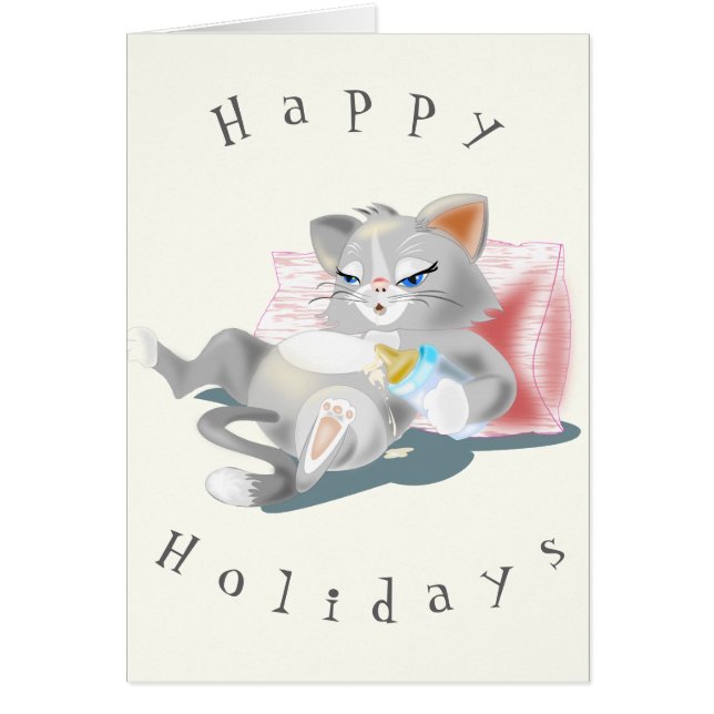 Funny Summer Card with Baby Cat (Front)