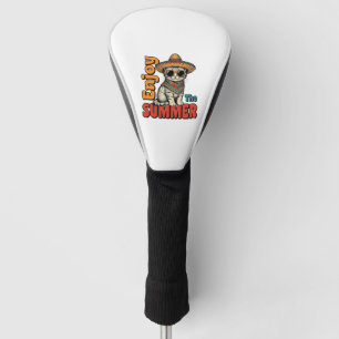 Funny Summer Cat Sombrero Vintage Engraving Design Golf Head Cover