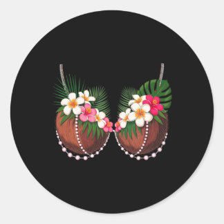 Funny Summer Coconut Bra Halloween Costume Hawaii  Classic Round Sticker