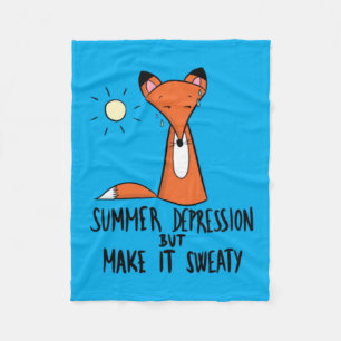 Funny Summer Depression Sweaty Fox Meme Fleece Blanket