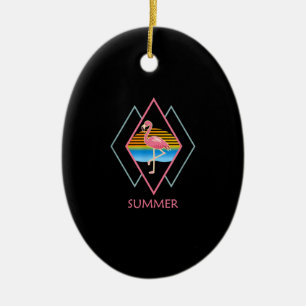Funny Summer Flamingo Cute Flamingo Lover Ceramic Ornament