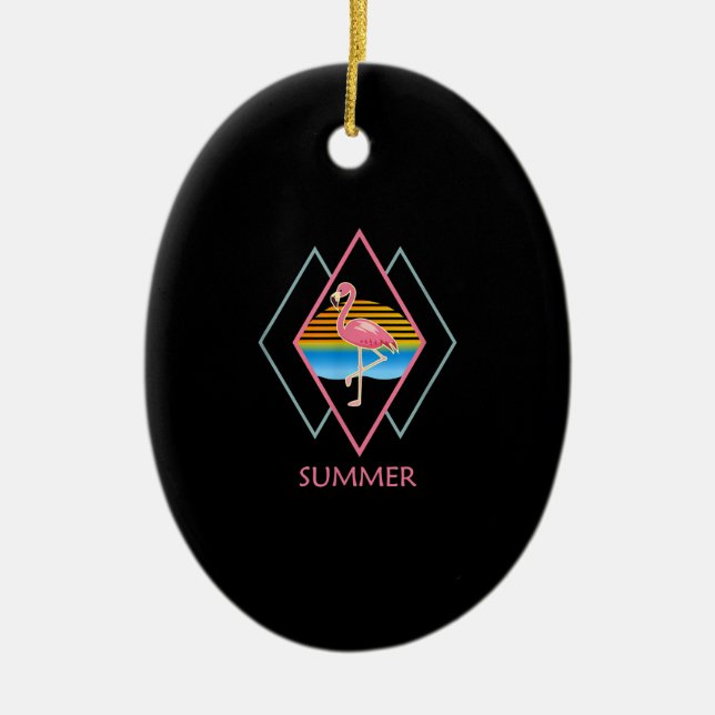 Funny Summer Flamingo | Cute Flamingo Lover Ceramic Ornament (Front)