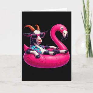 Funny Summer Goat Pink Pool Party Hawaiian Summer Card