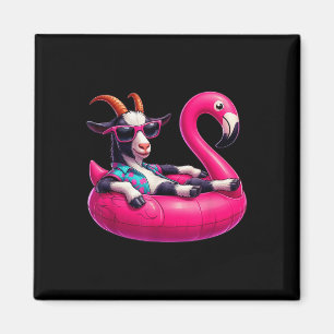 Funny Summer Goat Pink Pool Party Hawaiian Summer Magnet