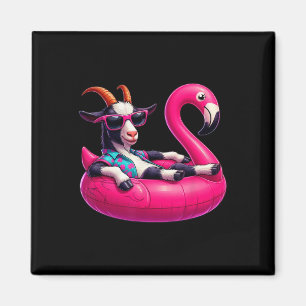 Funny Summer Goat Pink Pool Party Hawaiian Summer Magnet