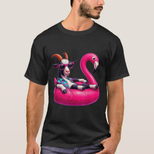 Funny Summer Goat Pink Pool Party Hawaiian Summer  T-Shirt