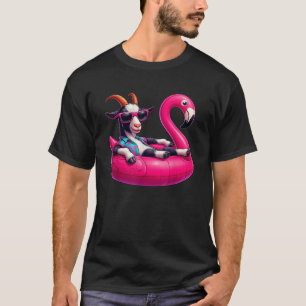 Funny Summer Goat Pink Pool Party Hawaiian Summer T-Shirt
