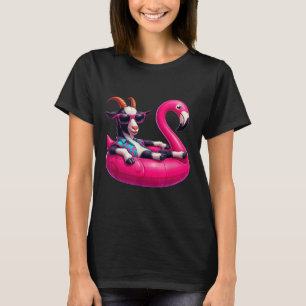 Funny Summer Goat Pink Pool Party Hawaiian Summer T-Shirt