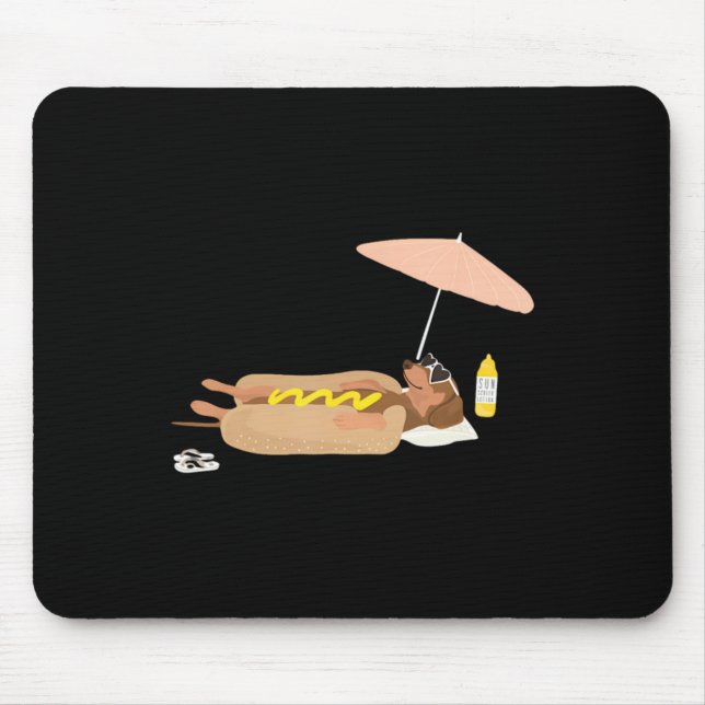 Funny Summer Hot Dog Dachshund Beach Chill Mouse Pad (Front)