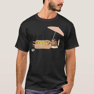 Funny Summer Hot Dog Dachshund Beach T-Shirt