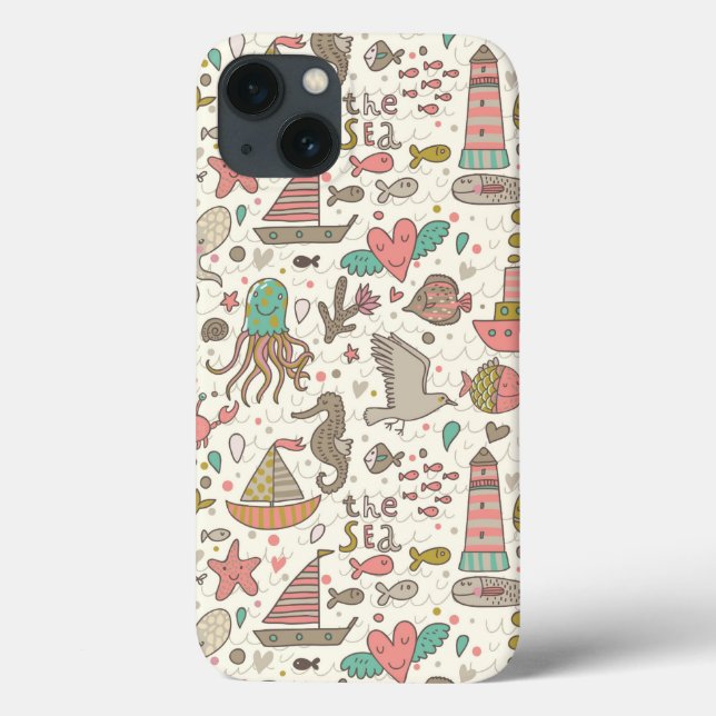 Funny Summer Pattern With Ships Case-Mate iPhone Case (Back)