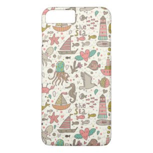 Funny Summer Pattern With Ships iPhone 8 Plus/7 Plus Case