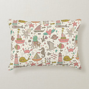 Funny Summer Pattern With Ships Decorative Cushion