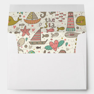 Funny Summer Pattern With Ships Envelope