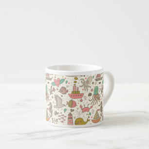 Funny Summer Pattern With Ships Espresso Cup