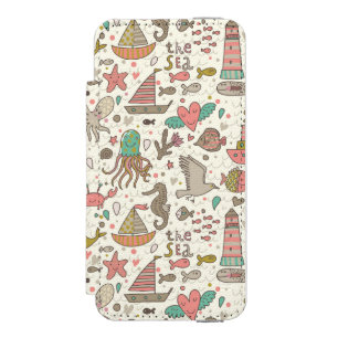 Funny Summer Pattern With Ships Incipio Watson™ iPhone 5 Wallet Case