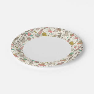 Funny Summer Pattern With Ships Paper Plate