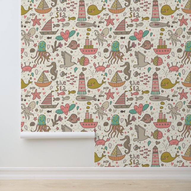 Funny Summer Pattern With Ships Wallpaper (Application)