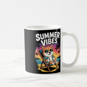 Funny Summer Shi Inu Beach Dog Vacation Coffee Mug