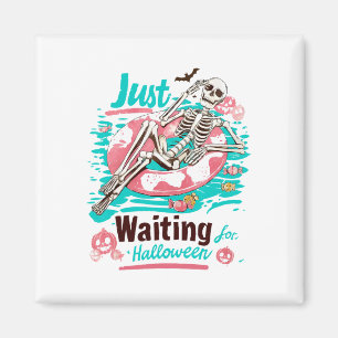 Funny Summer Skeleton Just Waiting For Halloween S Magnet