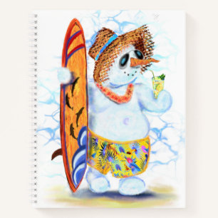 Funny Summer Snowman Surfer Drinks Fresh Cocktail  Notebook