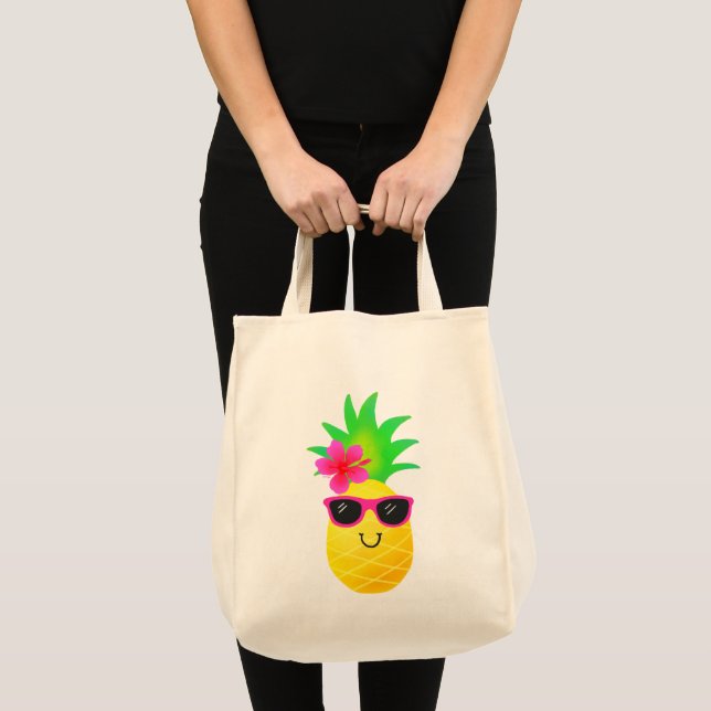 Funny Summer Tropical Pineapple Tote Bag (Front (Product))