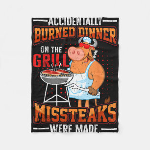 Funny summer vacation bbq grill master steaks dad fleece blanket