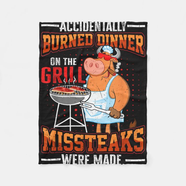 Funny summer vacation bbq grill master steaks dad fleece blanket (Front)