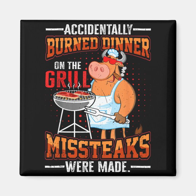 Funny summer vacation bbq grill master steaks dad magnet (Front)