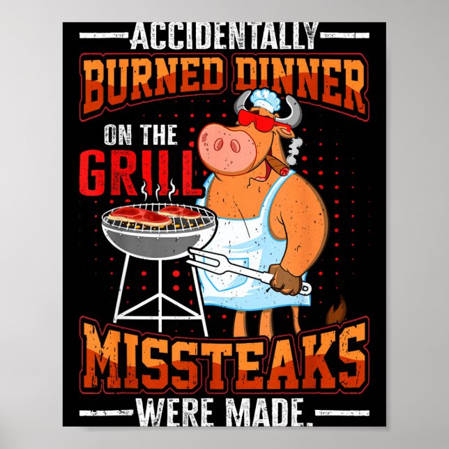 Funny summer vacation bbq grill master steaks dad poster (Front)