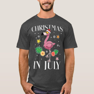 Funny Summer Vacation Christmas In July Flamingo T-Shirt