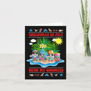 Funny Summer Vacation Gnomies - Gnomes For Christm Card