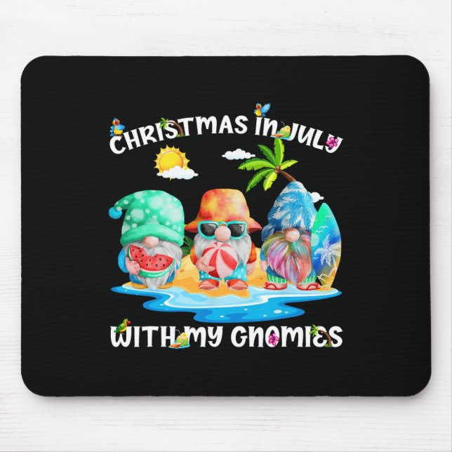 Funny Summer Vacation Gnomies - Gnomes For Christm Mouse Pad (Front)
