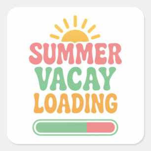 Funny Summer Vacay Loading Retro Vacation Square Sticker