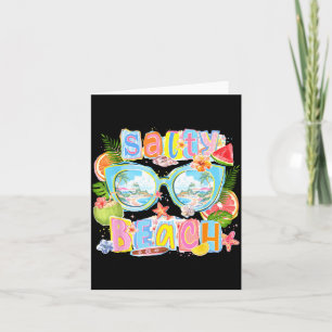Funny Summer Vibes Coquette Bow Salty Costal Beach Card