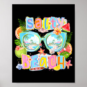 Funny summer vibes coquette bow salty costal beach poster