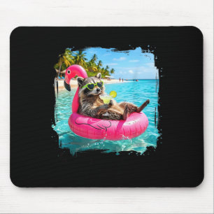 Funny summer vibes racoon women girls feral girl mouse pad