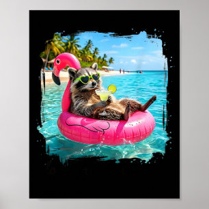 Funny summer vibes racoon women girls feral girl poster