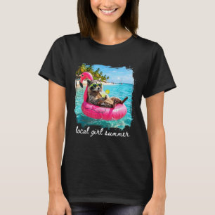 Funny summer vibes racoon women girls feral girl T-Shirt