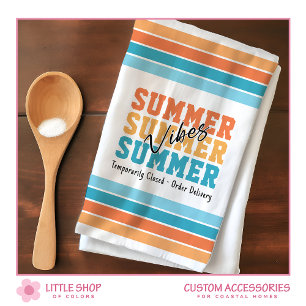 Funny Summer Vibes Tropical Stripes Customisable Tea Towel