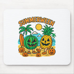 Funny Summerween Cute Watermelon And Pineapple Bea Mouse Pad