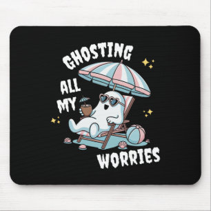 Funny Summerween Ghost Spooky Summer Vacation Beac Mouse Pad