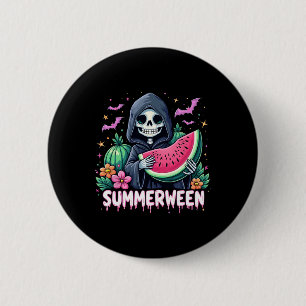 Funny Summerween Skeleton Watermelon Halloween Art 6 Cm Round Badge