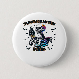 Funny Summerween Vibes Skeleton Summer Vacation Ic 6 Cm Round Badge
