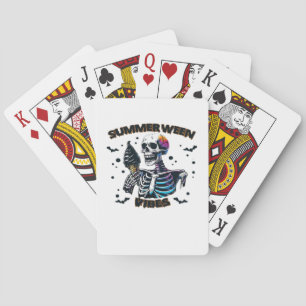 Funny Summerween Vibes Skeleton Summer Vacation Ic Playing Cards