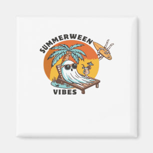 Funny Summerween Vibes Skeleton Summer Vacation Ov Magnet
