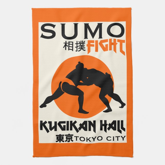 Funny Sumo Wrestler Tea Towel (Vertical)