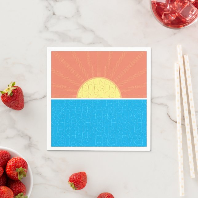 Funny Sun and Sharks Summer Napkin (Insitu)
