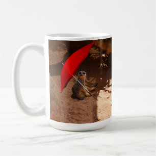 Funny Sun Smart Meerkat Under Umbrella, Coffee Mug